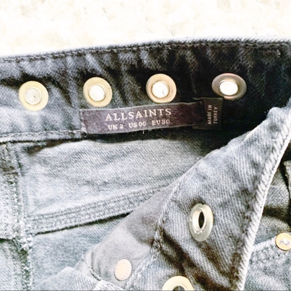 ALL SAINTS Lila Eyelet Black Denim Mini Skirt NWT - Picture 6 of 9